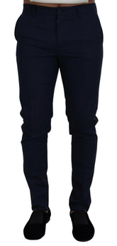Dolce & Gabbana Blue Linen Cotton Slim Trousers Chinos Pants -   -  Dolce & Gabbana.